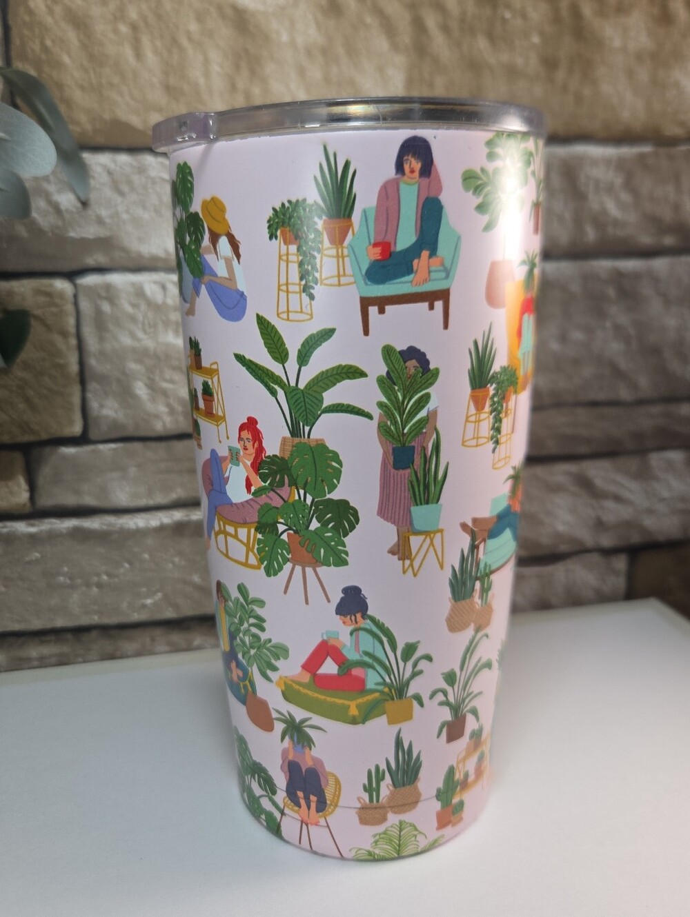 CRAZY PLANT LADY-Double Walled Stainless Women & Houseplants Tumbler Travel Lid